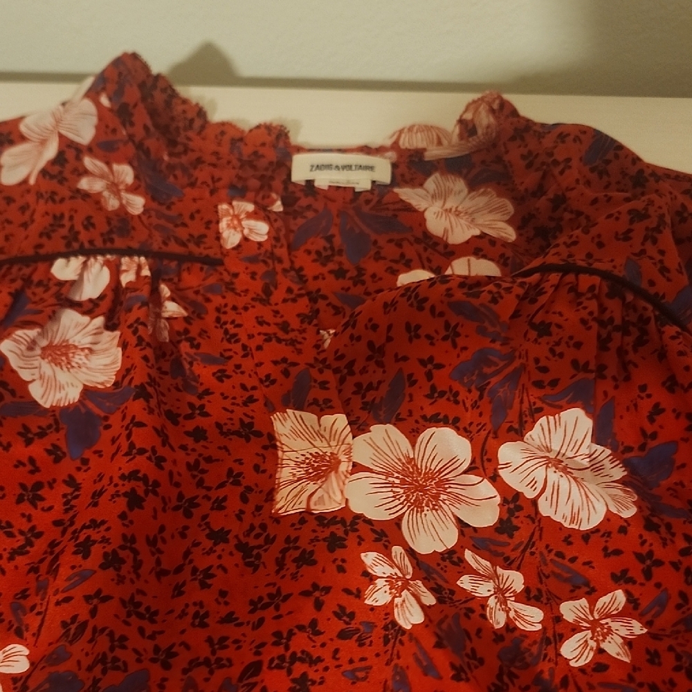 Zadig & Voltaire Red Floral Blouse